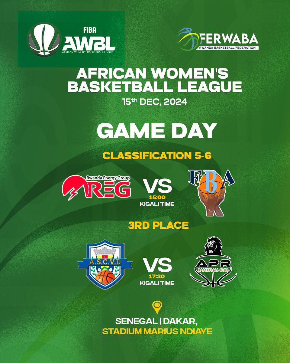 ferwabaRW's tweet photo. On the final day of the 2024 #AWBL @regwomenbbc will battle it out for the 5th-6th place, while the Lionesses, @AprWomenbbc, will give it their all in the hunt for the 🥉bronze medal! Best of luck to both teams 🏀🇷🇼
🔗 REG W v FBA: https://t.co/uOLBQv0VF2
ASCVD v APR W : https://t.co/tllDGvZLs5