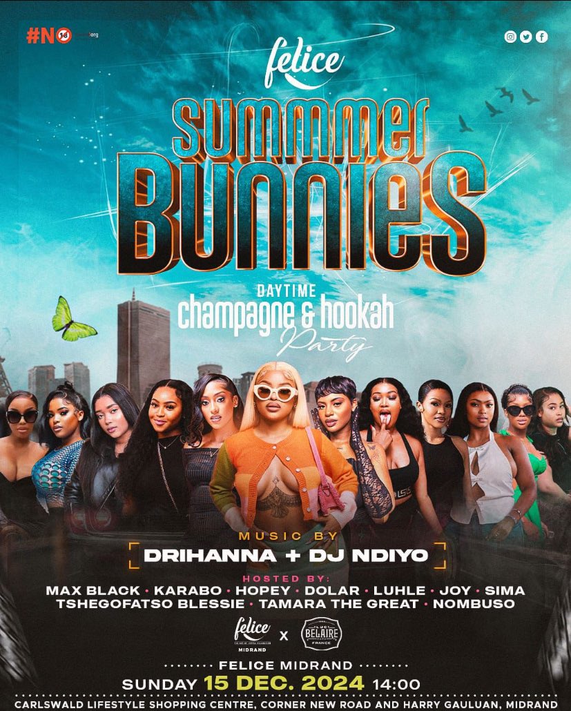 dinalediim's tweet photo. #FeliceSummerBunnies is being hosted by the best Drihanna and dj ndiyo! there will be hookah and champagne and LISTEN! I WILL BE THERE 🤩🫢 #FeliceSummerBunnies
#FeliceMidrand https://t.co/40GFXPwOqh