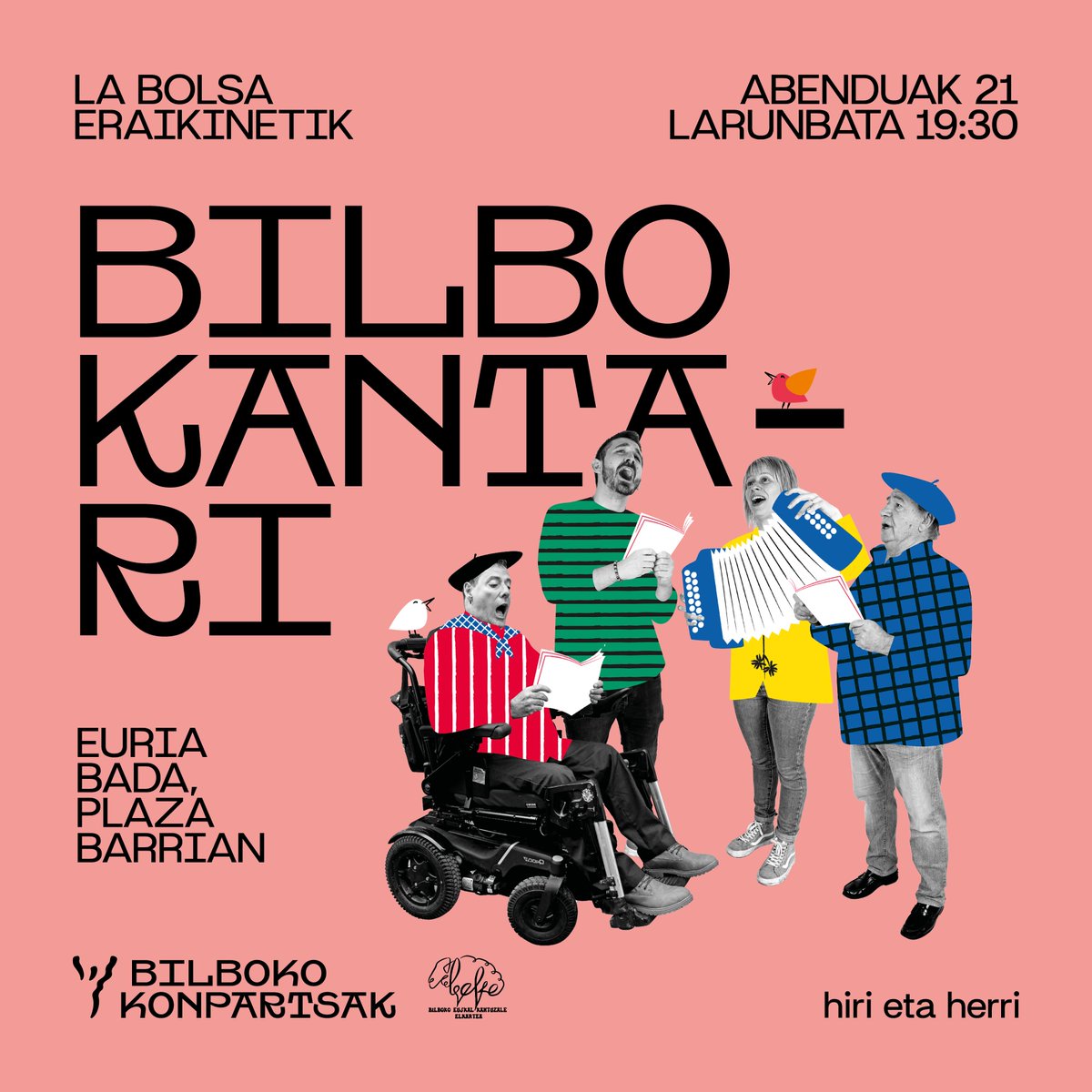 San Tomas egunean Bilbo Kantari! Etor zaitez abestera!

📍La Bolsa eraikina
(euria egitekotan, Plaza Barrian)
🗓 Abenduak 21
🕢 19:30