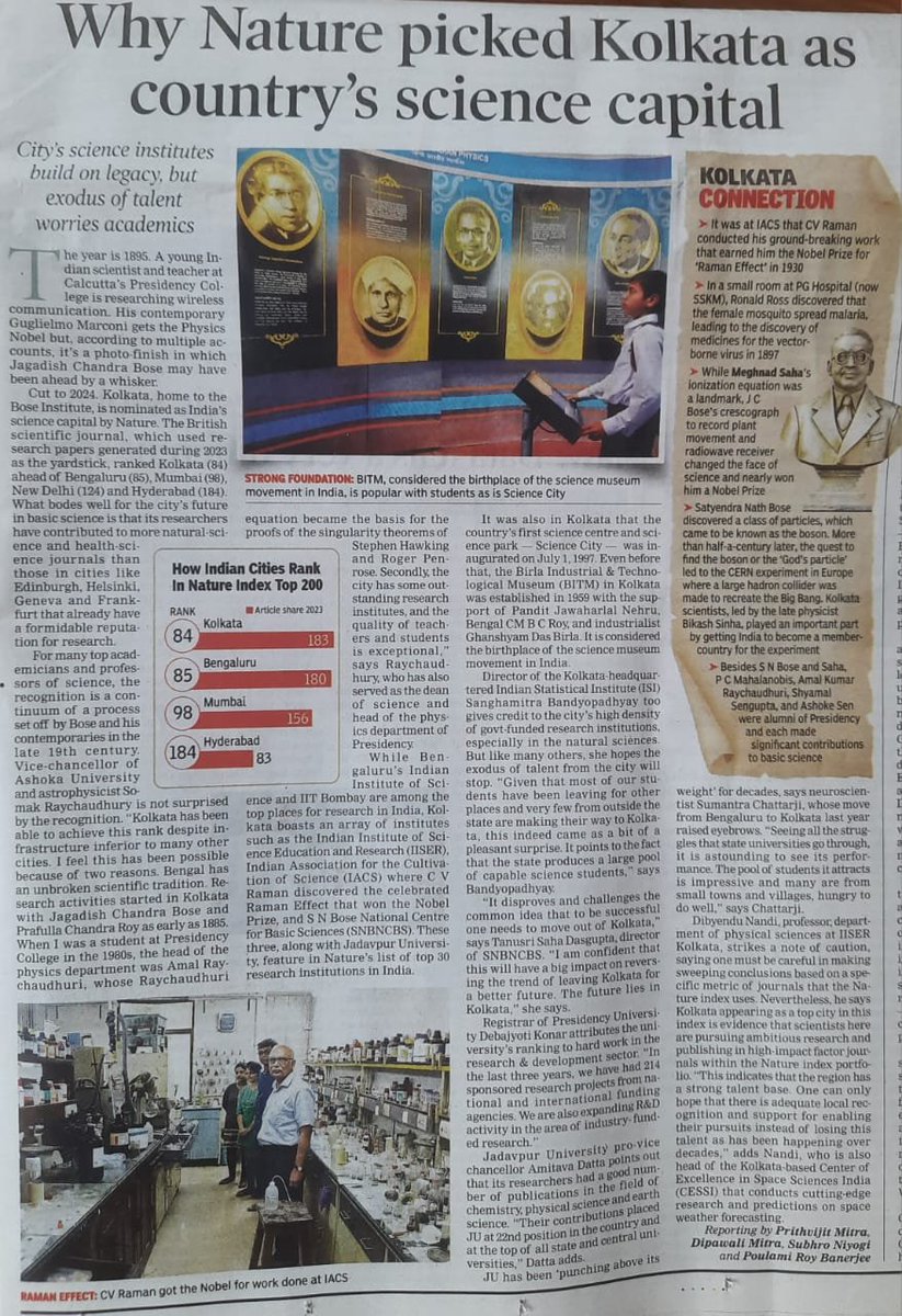 BITMKolkata's tweet photo. #PressReview @TOIKolkata #ScienceCapital @nature https://t.co/EKgIJ8GhXV