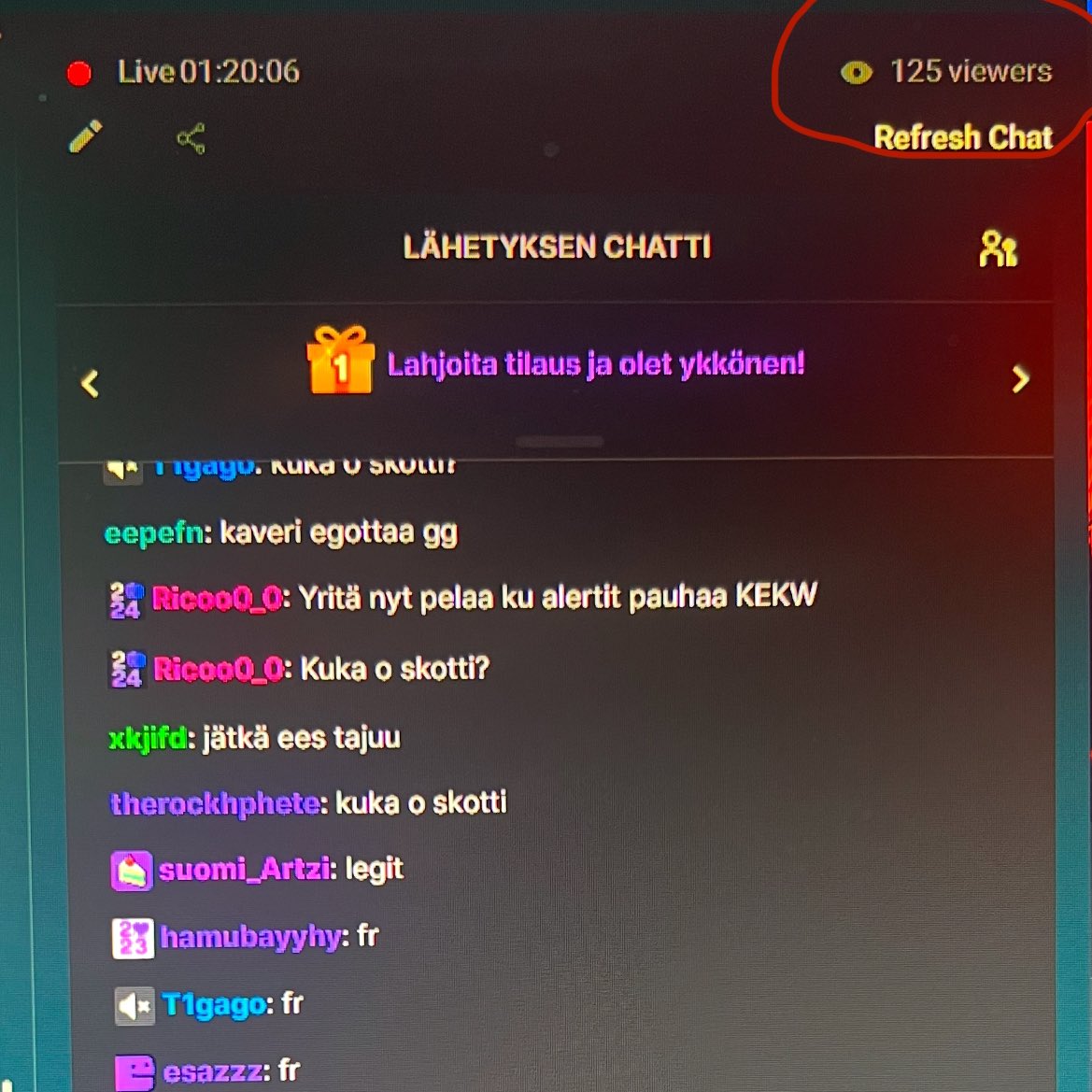 samvcsgo's tweet photo. Absolute cinema ”125 katsojaa” 😮‍💨

(Illan 5 W lämmittää myös)

#esportsfi #skottiraidaa #samvcs https://t.co/kWx4RfmClw