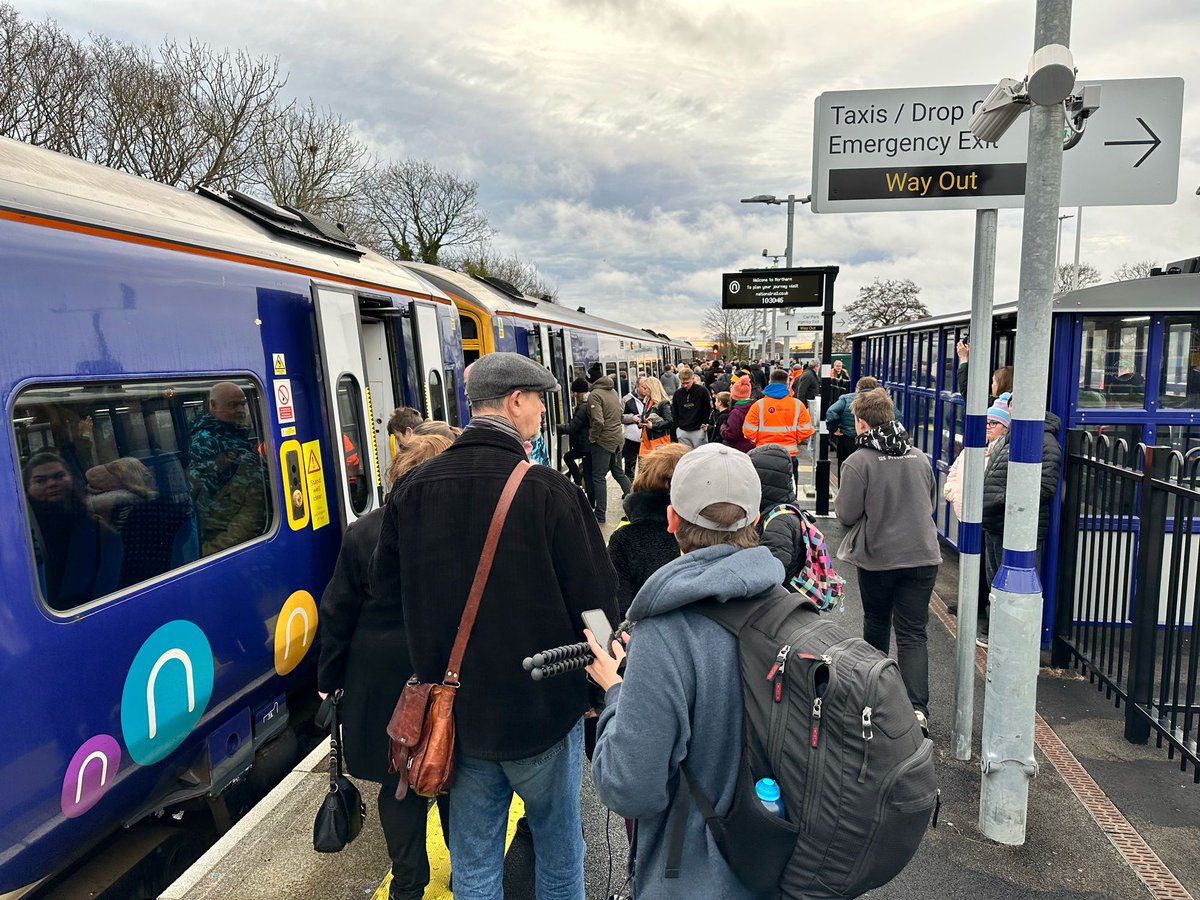 paul_winginit's tweet photo. Made it to Ashington on opening day! 🤩 Great to see this former railway reopened and revitalised - it was very busy with lots of “normals” from Ashington riding into Newcastle. 

The station was closed in 1964 but reopened TODAY to passengers 😎 #lastscratch https://t.co/eBkiNKFXAo