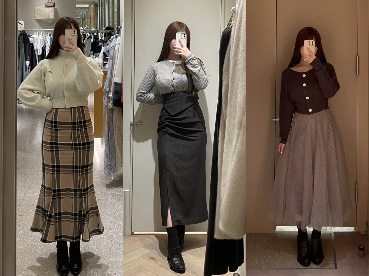 chu7chan's tweet photo. 金無し和也の秋冬購入服の全て(´._.`)
①UNIQLOケーブルカーディガン（ピンク）2990円
②UNIQLOケーブルカーディガン（グレー）2990円
③SNIDELロービングタイトスカート15950円
④GUタートルネック1990円
⑤ZARAタートルネック5290円

4枚目は（高いわ....）と悩んでいるうちに売り切れたので二次流通狙いのものです左からsnidel×ラコステのカーディガン26400円（苦しすぎ）、FRAYのタックドレープストレートスカート19800円（辛い）、snidelのカーデ×チュールスカートセット19800円（GRLで代用できそうでは）
