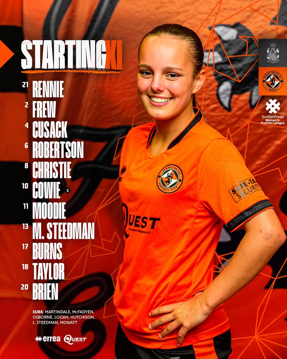 📋 Today’s 𝐬𝐭𝐚𝐫𝐭𝐢𝐧𝐠 𝐗𝐈 as we take on Queen’s Park at Ochilview!

2️⃣ changes from Inverness
💪 Taylor returns to defence
🏃‍♀️ Morgan Steedman is back upfront

🗞️ | #DUFCW