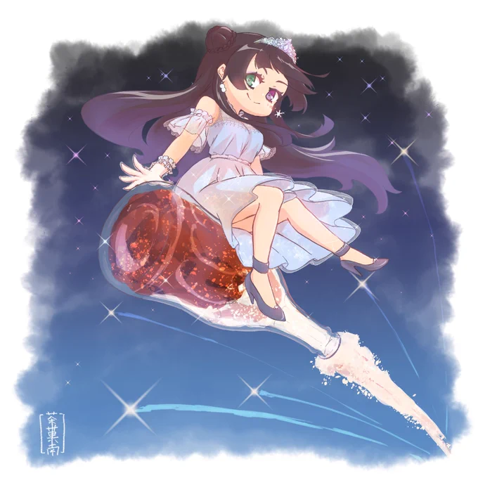 #今年もあと1ヶ月になりましたが画力がどうなったか見てみましょう←去年12月/今年11月→色遣いだいぶ変わった気がする女の子×でか食べ物は変わってないな 