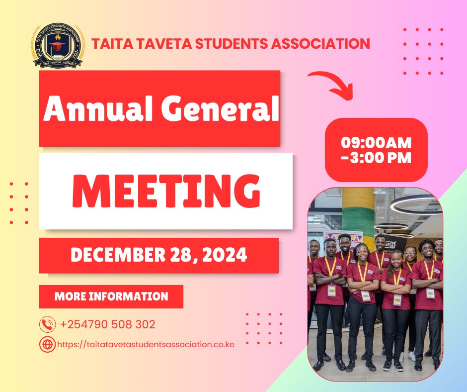 nature_dav's tweet photo. Must Go to the @Students006 Annual General Meeting. Let's dig deep into the achievements and what the future holds 
#TTSA 
#SuperYouthAmbassador @charlruto 
Rigathi Gachagua Riggy G Eve Mungai SHISHA Kenya Navy Simon Kabu Kasongo SHIF Saliba https://t.co/YsizauA2kr