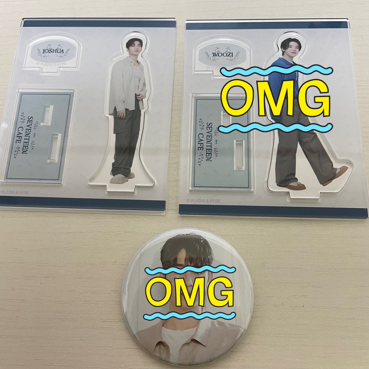 h_kknx's tweet photo. SEVENTEEN セブチ SEVENTEEN Cafe セブチカフェ アクスタ アクリルスタンド 交換

【譲】 
アクスタ→ジョシュア、⚠ソクミン

【求】
アクスタ→スングァン

⚠ソクミン外枠に初期難(ヒビ)があります

郵送交換希望

#セブチ交換 https://t.co/2pl4iv5o3N