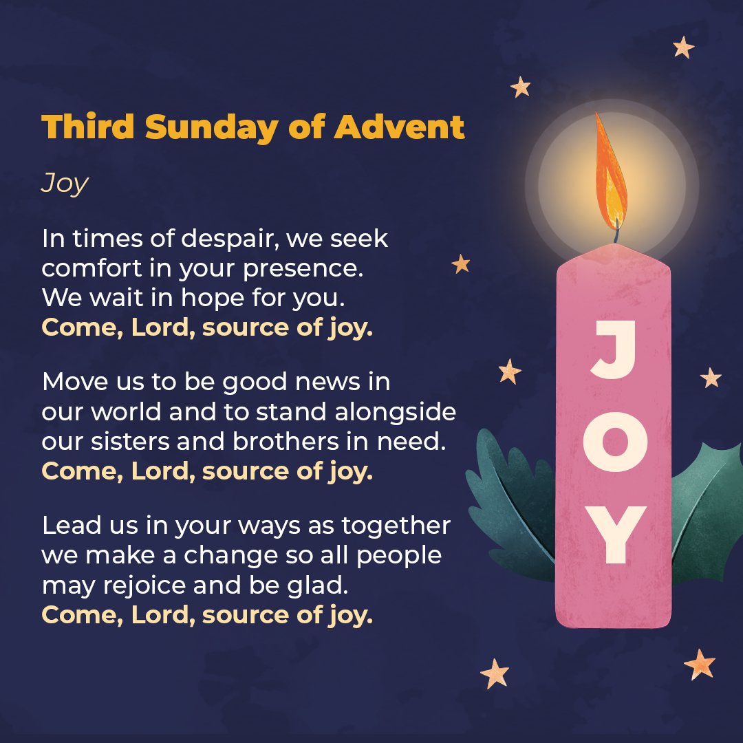 "Come, Lord, source of joy." 

For the Third Sunday of Advent, let us rejoice and be glad! 🕯️