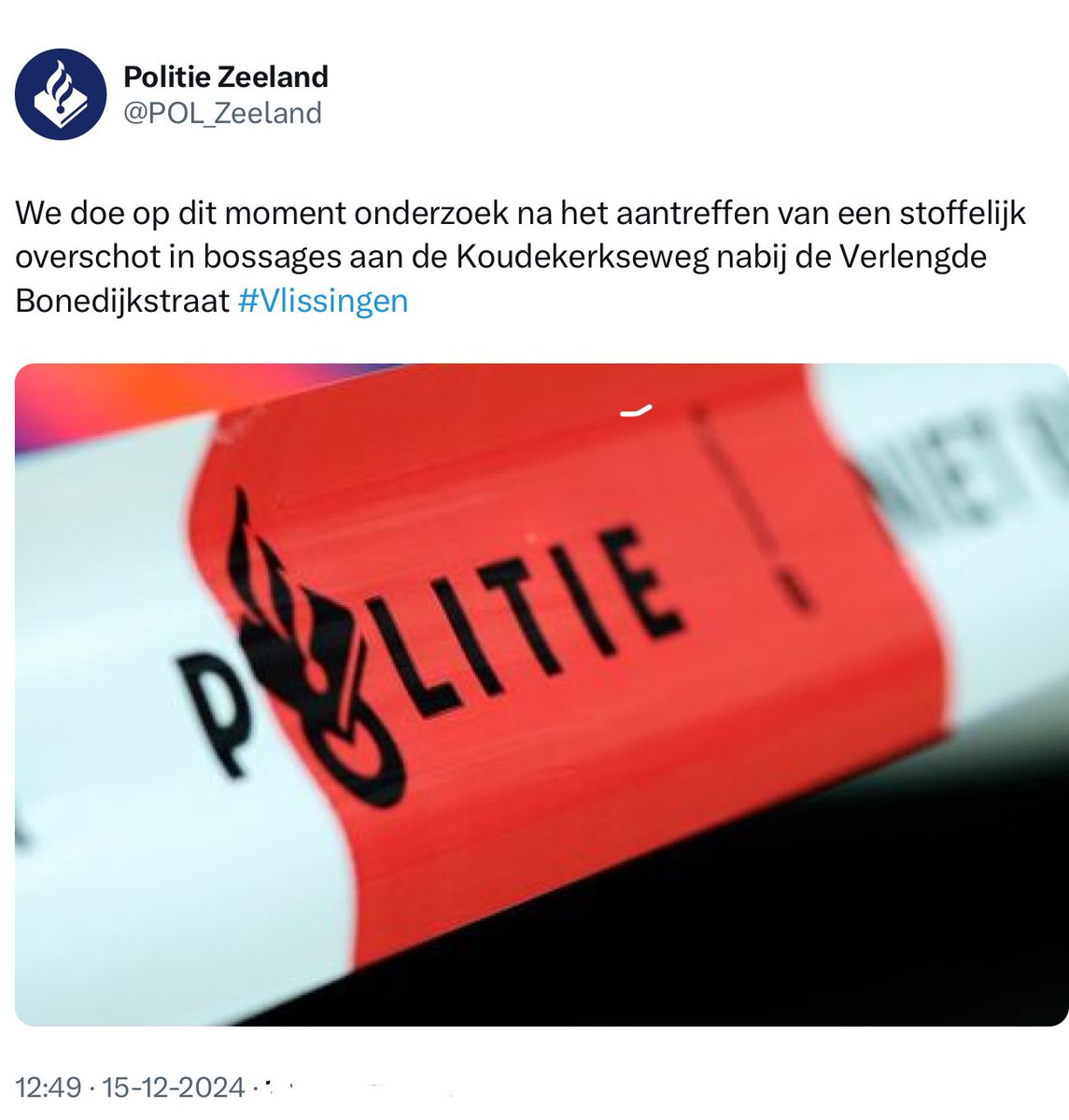 Politieonderzoek na vondst stoffelijk overschot in Vlissingen