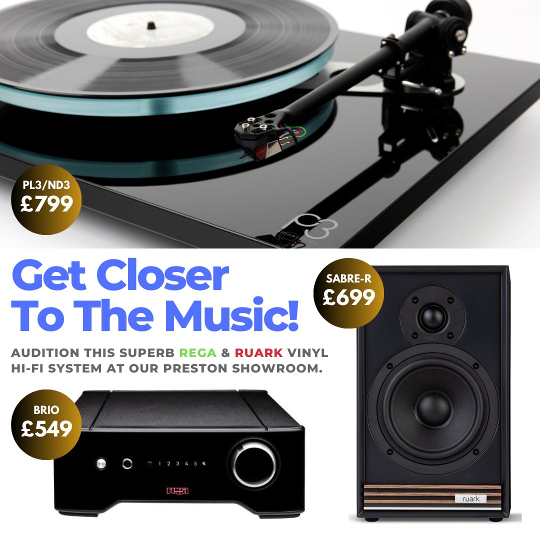 vinylgrooveaud's tweet image. Are you looking to upgrade the performance of your vinyl Hi-Fi system?
If so, we recommend partnering the following products for an amazing sounding system:
โ
@RegaResearch Planar 3 + ND5 (Turntable)
โ
Rega Brio (Amplifier)
โ
@ruarkaudio Sabre-R (Speaker Pair)
#BookADemo