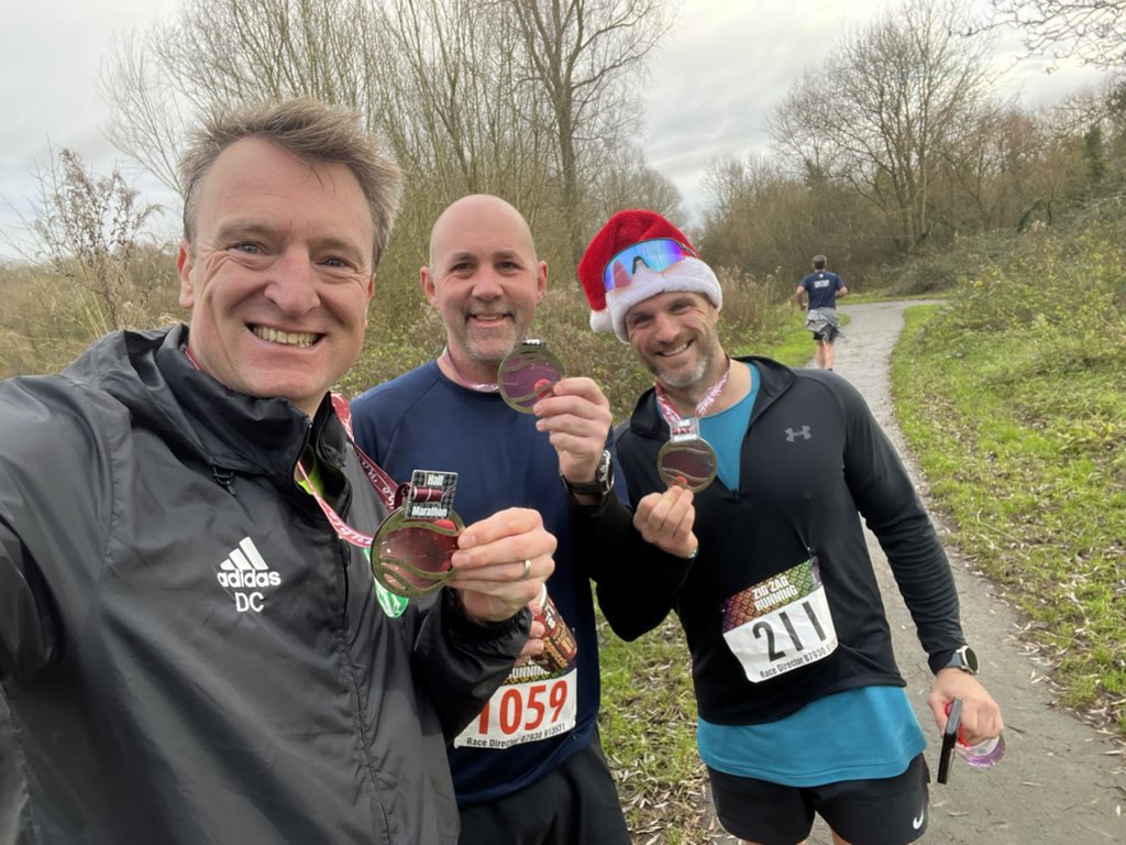 uffvillhall's tweet photo. Well done to Uffington run club runners who did the Peterborough Bauble Bimble half marathon today. 
Darren Barber (1.41), Ben Donovan (1.55), Dean Cornish (1.58).
If you fancy running with others in the village, let us know! Weekly runs, varying levels. https://t.co/irlVKa2te5