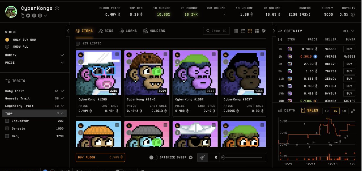 Since the inception of <a href="/blur_io/">Blur</a> we have been asking their team to separate the Genesis Kong and Baby Kong collections. 

At the moment it is so difficult to navigate as the only indicator is a filter on the bottom left of the screen. 

Trying one last time for <a href="/PacmanBlur/">Pacman | Blur + Blast</a> to help