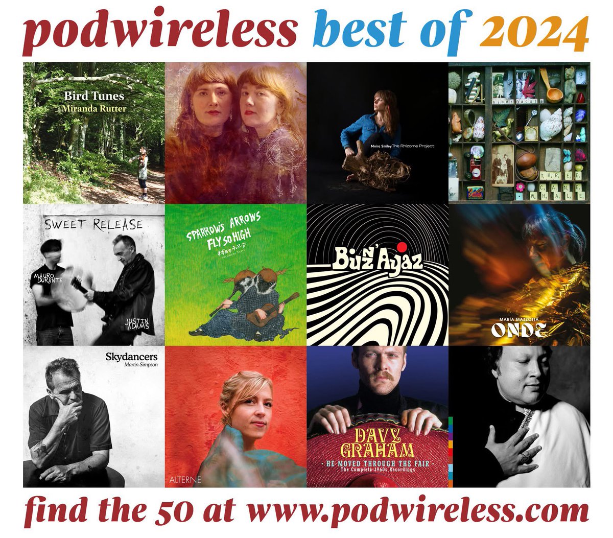 THE BEST OF 2024 from the world of folk, roots music and associated weirdos… the annual Podwireless Best Albums Of The Year. Treat your ears to a special hour podcast with the best of the best, and see the full list of 50 CDs picked for your attention:
podwirelesswords.com/2024/12/podwir…
