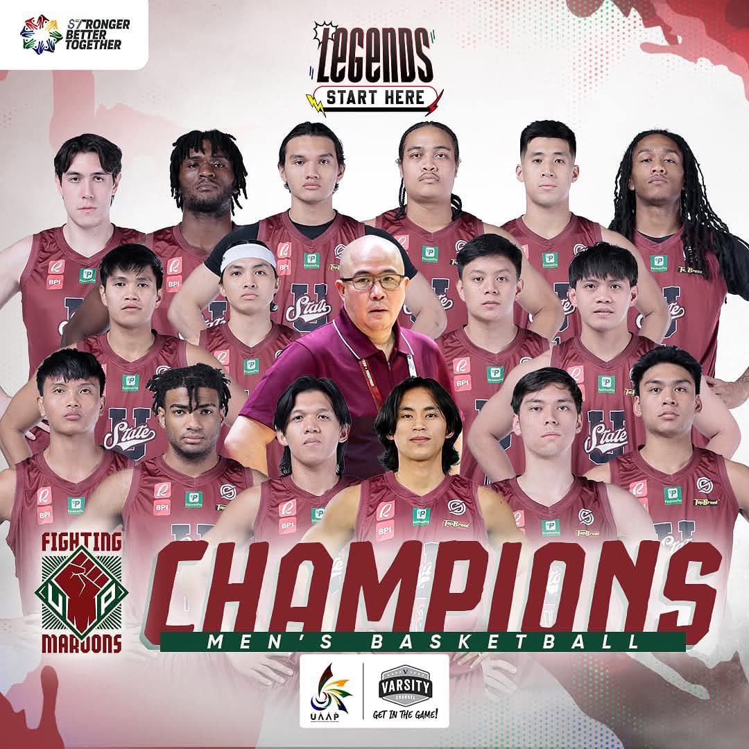 Your #UAAPSeason87 Basketball Champs: <a href="/upmbt/">UP Fighting Maroons</a>! We are so proud of you boys! You deserve this! ✊🏼❤️💚 #UPFight 

📸 UAAP Varsity Channel