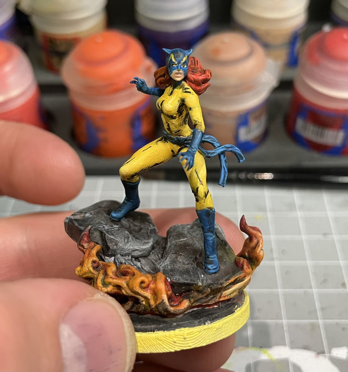 denonczd's tweet photo. Hellcat based on Avengers #144 (February, 1976) for Marvel Crisis Protocol printed on @anycubic3dprint Photon M3 Mega #minispainting #tabletopgames #marvel #comics #hellcat #patsywalker #georgeperez #art #commissionsopen https://t.co/jhE8D5brSP