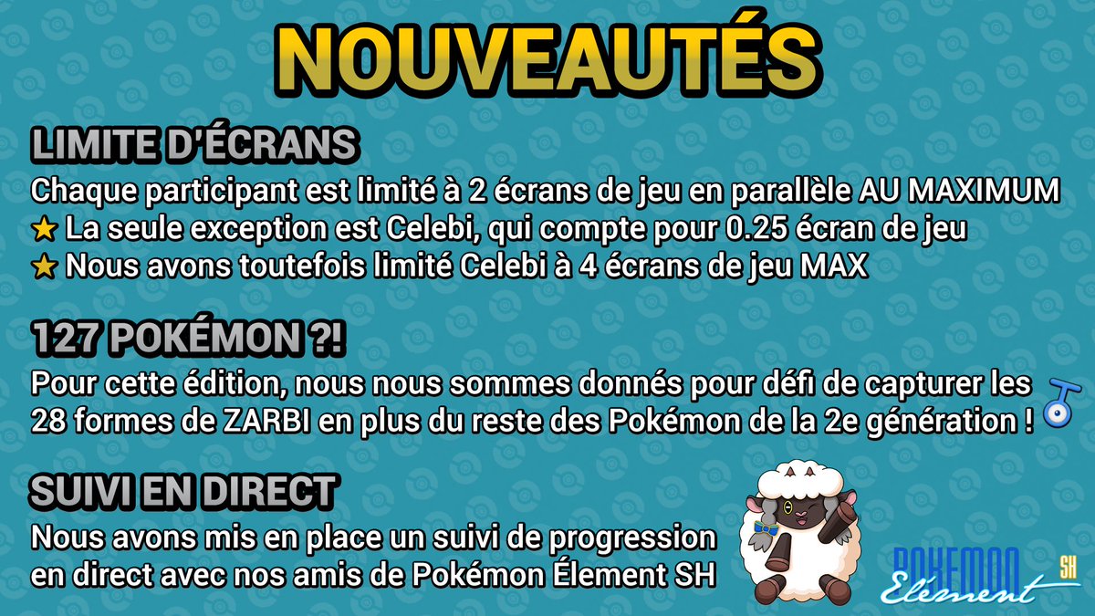 Fuuukano's tweet photo. On a écouté vos retours après la première édition et on a quelques nouveautés :
- durée du challenge abaissée à 12 heures
- limite sur le nombre de shasses en parallèle
- on shasse TOUS LES ZARBI !
- un suivi plus agréable via @PokemonElement : https://t.co/gG2LOdAQIO https://t.co/DL6lXXGN4h