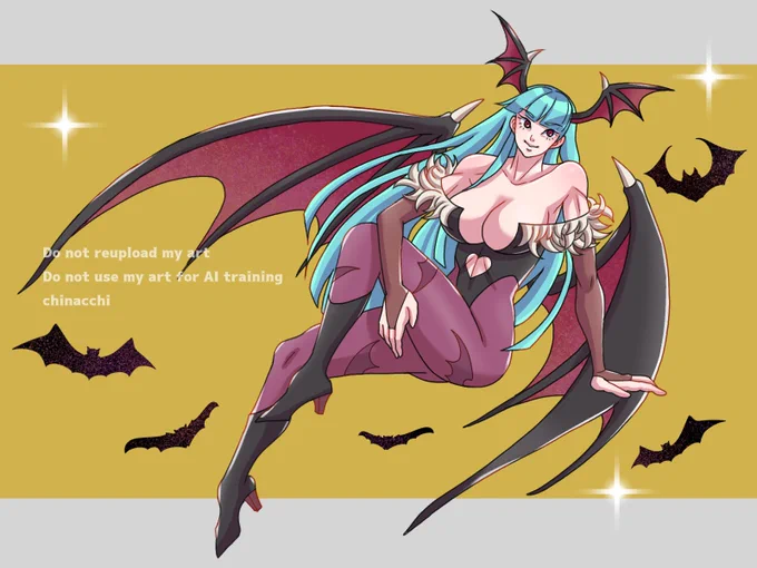モリガンの背中の羽根描くの好きだ#Darkstalkers 