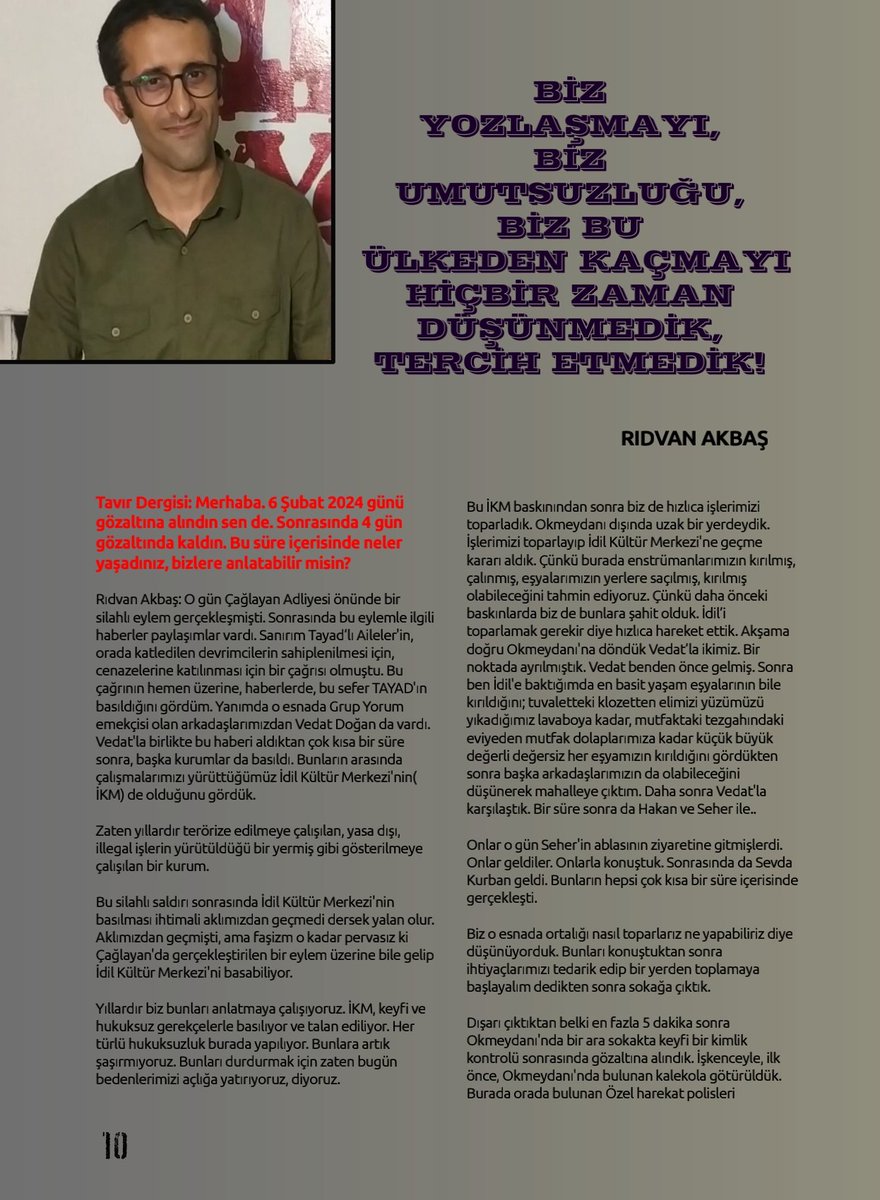 tavir2024's tweet photo. Tavır Dergisi Özel Sayı 2024 çıktı...

"BİZ YOZLAŞMAYI, 
BİZ UMUTSUZLUĞU, 
BİZ BU ÜLKEDEN KAÇMAYI 
HİÇBİR ZAMAN DÜŞÜNMEDİK, TERCİH ETMEDİK!" https://t.co/5MbwcXsQGk