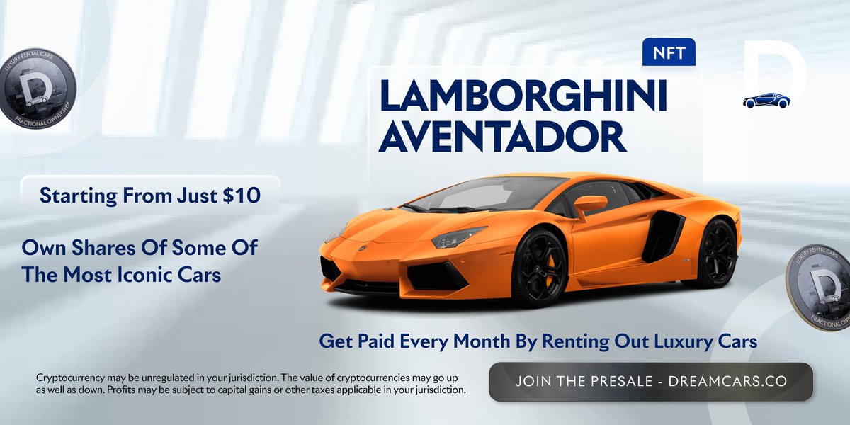 ElsieFran27's tweet photo. @Crypto_Chase With Dreamcars marketplace, you can trade your shares instantly, or use them as collateral to borrow funds through the “Dreamcars Bank” lending protocol.
Check out!

Website: https://t.co/1WjPo8SHHK
Twitter: https://t.co/A9URA6UADd
Tg: https://t.co/KyaTKmhGtC

$DCARS #100x https://t.co/bhX1BucPH9