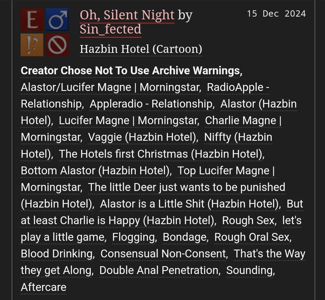 The little appletiser is online ♥️ please enjoy, and I hope you're ready for the next chapter 😏 it's going to be delicious 😌👌

❗️The first chapter is smut-free❗️

archiveofourown.org/works/61347583

#radioapple #appleradio #HazbinHotelAlastor #HazbinHotel