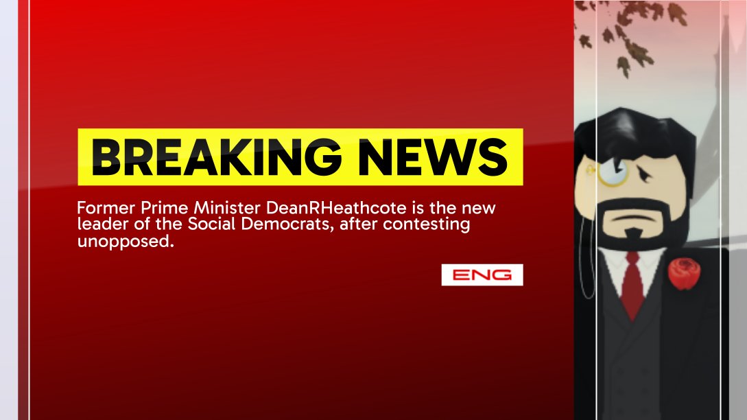 🚨 ENG News - JUST IN: Former Prime Minister DeanRHeathcote is set to become the next leader of the Social Democrats and subsequently the Leader of the Opposition, shortly after he left the BBC.