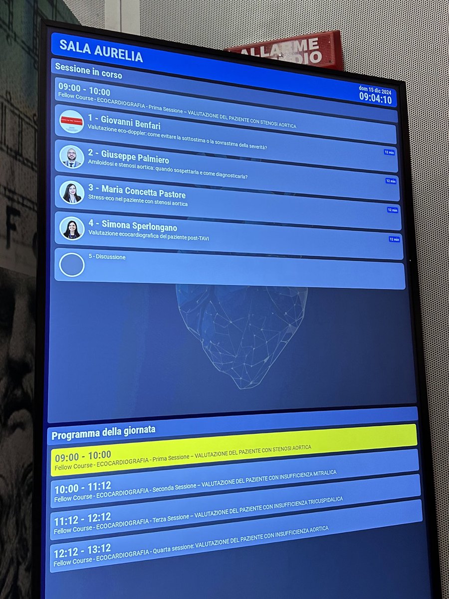 MC_Pastore's tweet photo. Start this morning with a great session about aortic stenosis full of tips&amp;tricks and discussion on real life clinical cases ! 
#Echofirst Fellow Course @Sic85 @SIC_CARDIOLOGIA 🫀 
@GiovanniBenfari @S_Sperlongano https://t.co/7kQqrMTq4F