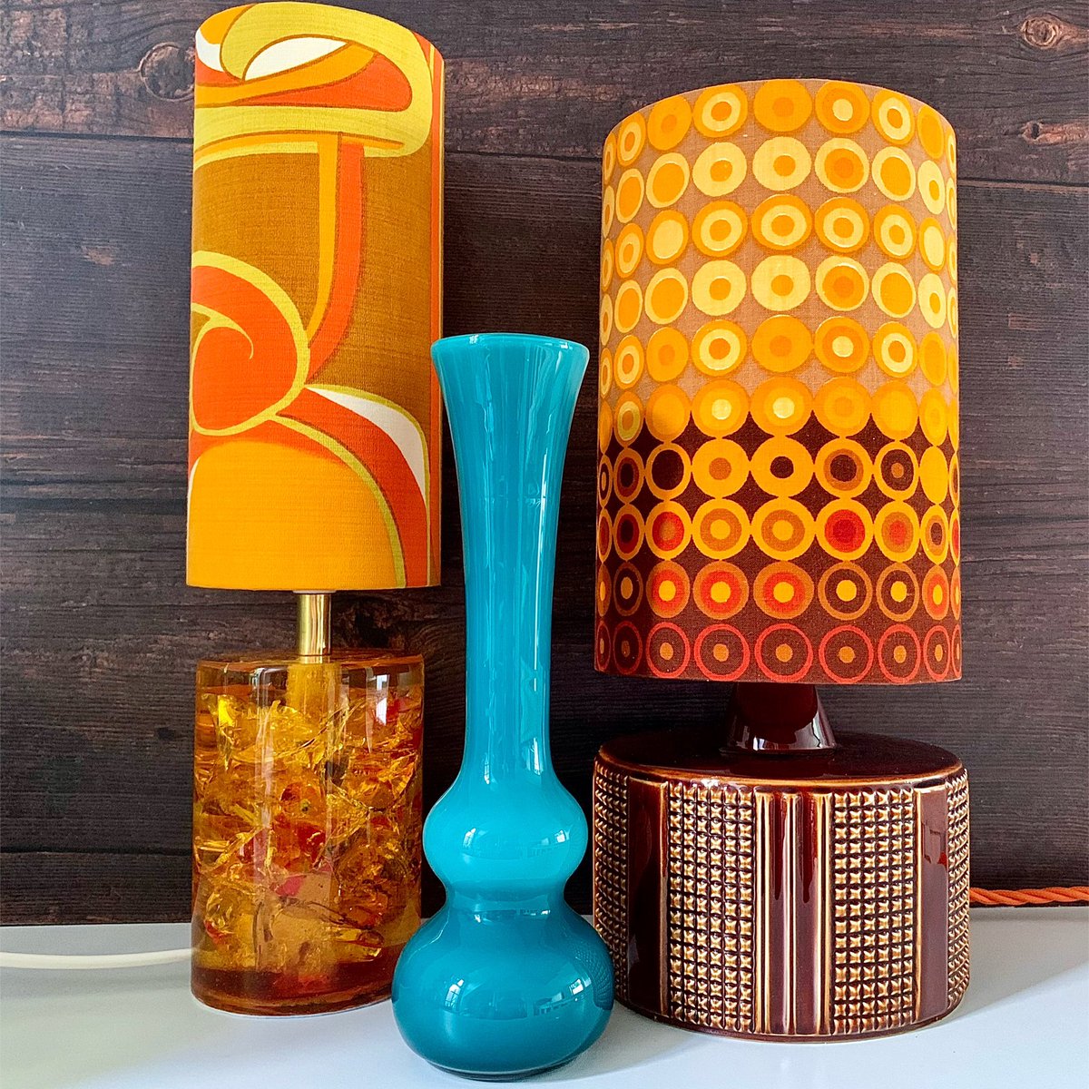 We always recommend <a href="/wittydawnuk/">Dawn Witt</a> to our customers who buy lamps. She hand-makes lampshades from a huge selection of amazing vintage fabrics, specialising in Scandinavian.