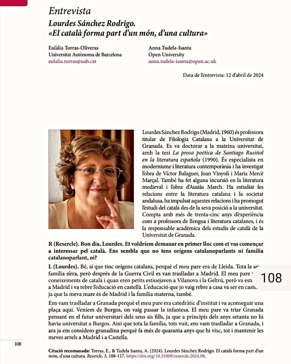 Presentació del núm. 5 de la revista de <a href="/SER_CLE/">SERCLE</a>. Amb articles de didàctica de la llengua, experiències didàctiques i també amb una entrevista a la professora de <a href="/CanalUGR/">Universidad Granada</a> <a href="/FyL_UGR/">Filosofía y Letras</a>, Lourdes Sánchez Rodrigo! El 19 de desembre a les 18.00h. Més info:
 sercle.cat/web/events/res…