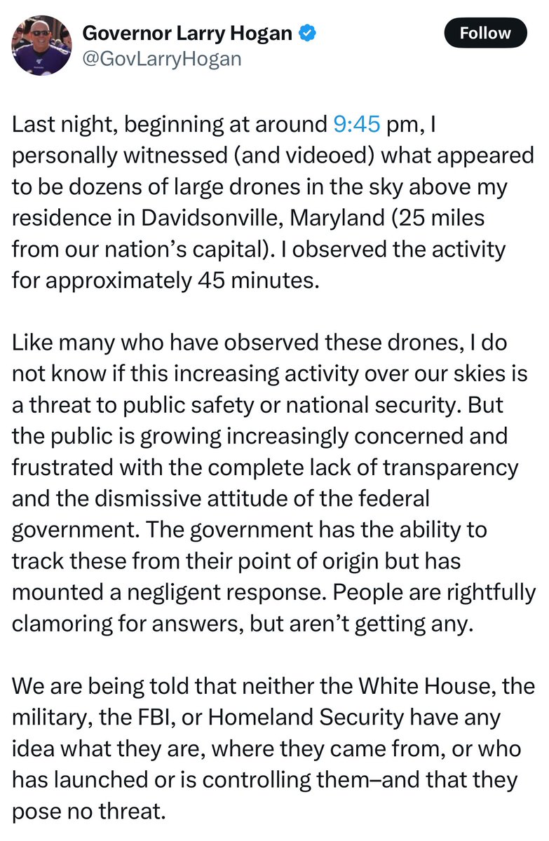 patriottakes's tweet photo. Republican Governor Larry Hogan posted video of the constellation Orion and claimed the stars were “large drones” above his home.

Just a reminder that Republicans want to shut down the Department of Education. https://t.co/QWlaKFv3tz