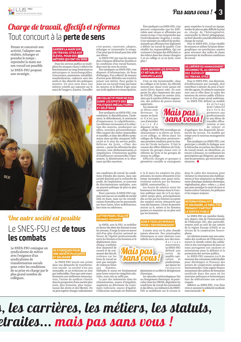 Parce que le SNES ne peut rien sans ses adhérent·es : #US852 spécial syndicalisation du 16/11/2024
📰 Salaire et carrière, moyens de faire réussir les élèves, charge  de travail, effectifs et réformes, syndicalisme, mutations... Bonne lecture !
snes.edu/publications/l…