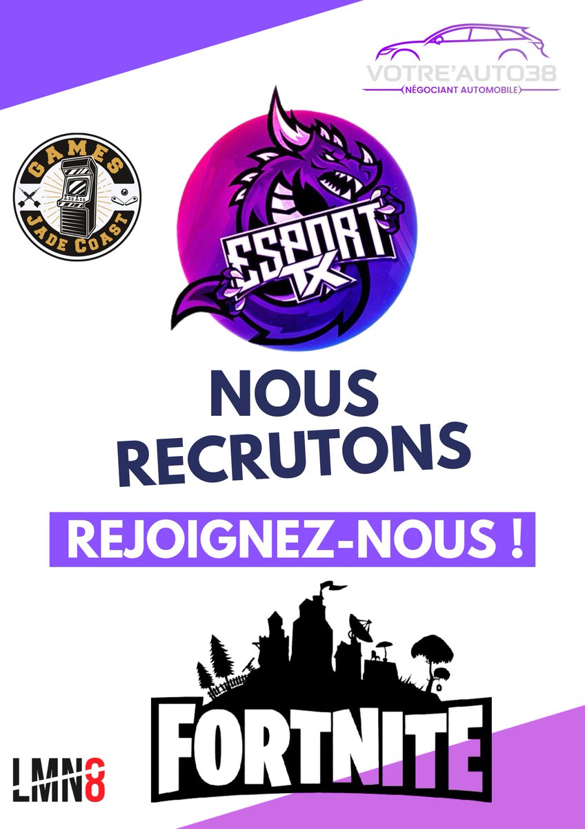 📔Nouveau chapitre pour la TX E-sports ! 
La TX est à la recherche de joueurs 🪂 :
🔹15 ans min
🔹Min qual a une compétition
🔹Dispo pour full prac
🔹Fragger
🔹PC
Prêt à marquer l'histoire avec nous ? 🌟 
Nos DM sont ouvert pour toutes propositions. 💪