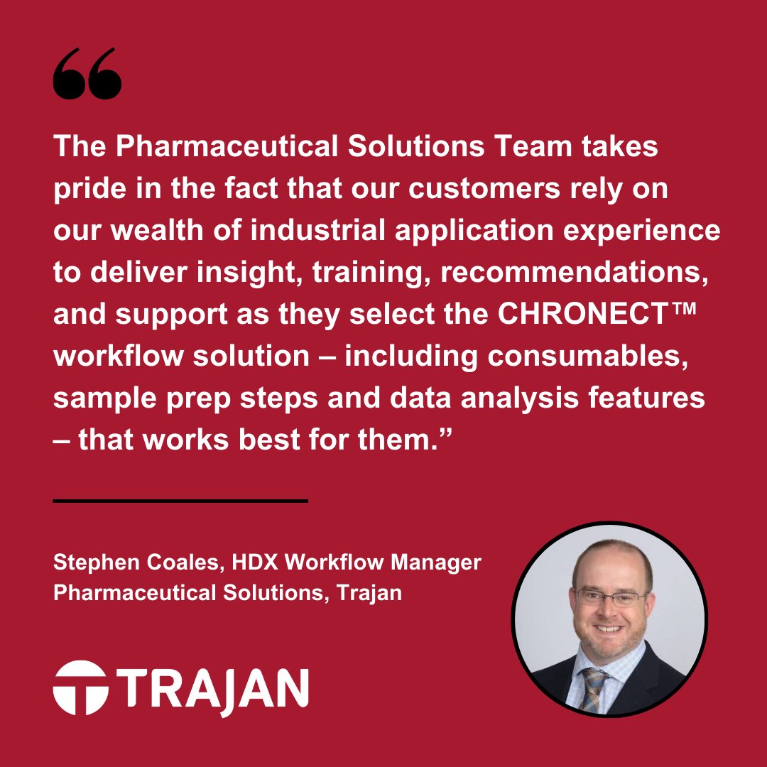 "We take pride in the fact that our customers rely on our industrial experience to deliver insight, training, and support as they select the CHRONECT workflow solution that works best for them."   -- Stephen Coales, HDX Workflow Mgr

Contact us at: techsupport@trajanscimed.com