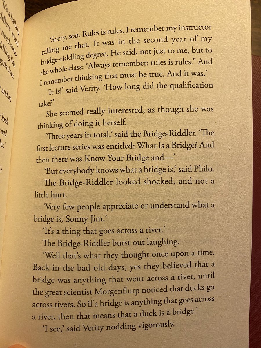 Inkyfool's tweet image. Here’s a little extract from my new children’s book A Riddle for a King - available now.
They’ve just met a Bridge-Riddler who won’t allow anyone to cross unless they solve his riddle.
Here he describes the training process.