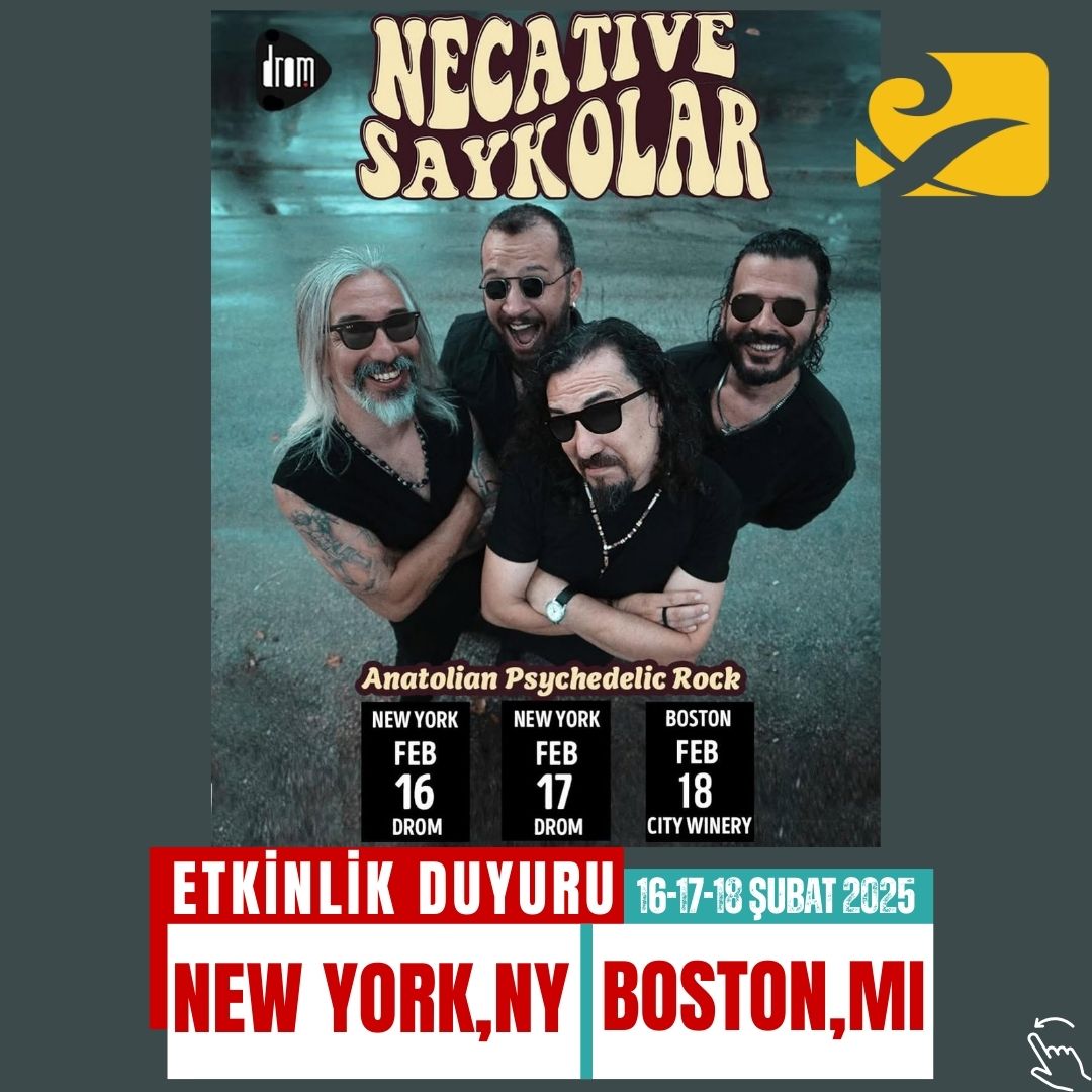 AlaturkaAmerika's tweet photo. 🎸 Necati ve Saykolar Amerika Turnesi! 🎤

https://t.co/5KezVEEPd5

📅 Tarih &amp; Lokasyonlar:

16 Şubat: DROM, New York
17 Şubat: DROM, New York
18 Şubat: City Winery, Boston

#NecativeSaykolar #AnadoluRock #TürkMüziği #NYC #Boston #AlaturkaEtkinlikTakvimi https://t.co/m9pKGavgzi