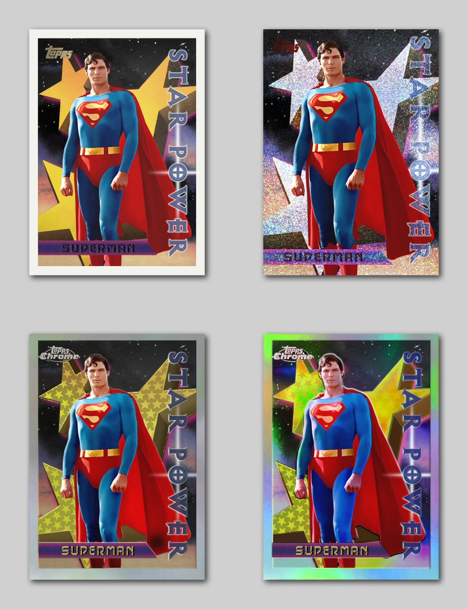 tjsloop's tweet photo. Started making a 1996 Topps template, then got sidetracked. I forgot all about the Star Power subset &amp; how sweet it looks. Decided to make to make all 4 versions, base, power booster, chrome, &amp; refractor. And what better subject than a man who literally gets power from a star https://t.co/4Rj8XWhlp9