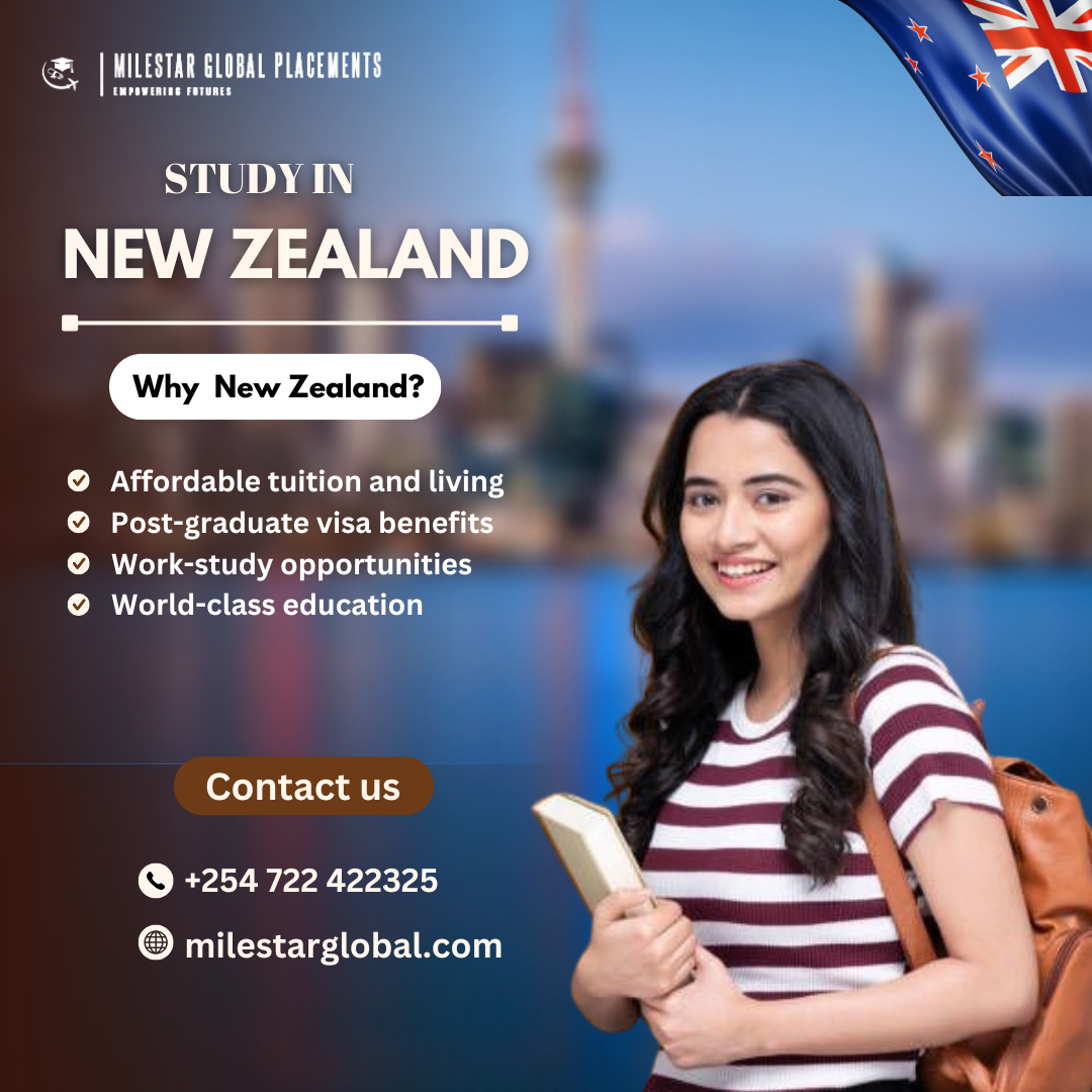 MilestarGlobal's tweet photo. 🎓 Why Study in New Zealand?
✅ Affordable tuition &amp; living
✅ Post-graduate visa benefits
✅ Work-study opportunities
✅ World-class education

📞 Contact us: +254 722 422325
🌐 Visit: https://t.co/ctcIxQNsNO

#StudyAbroad #NewZealand #HigherEducation #MilestarGlobal https://t.co/oirwhGpYWL