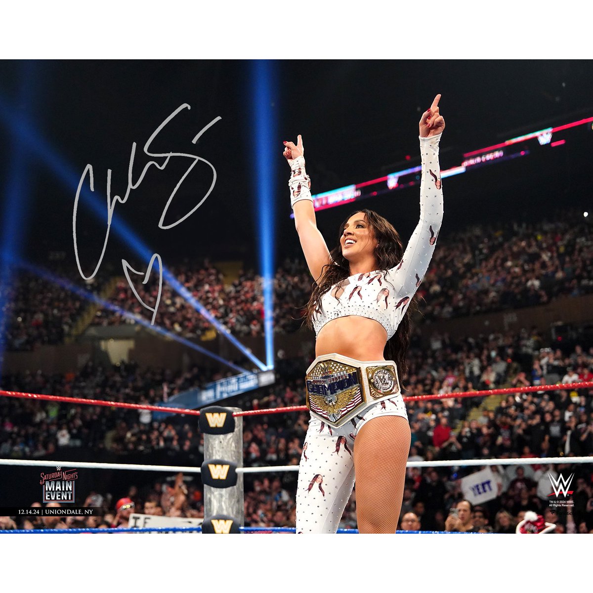 ImChelseaGreen's tweet photo. Karma is the @WWE title on the screen, coming straight home to me. https://t.co/U9pyWhgYXU