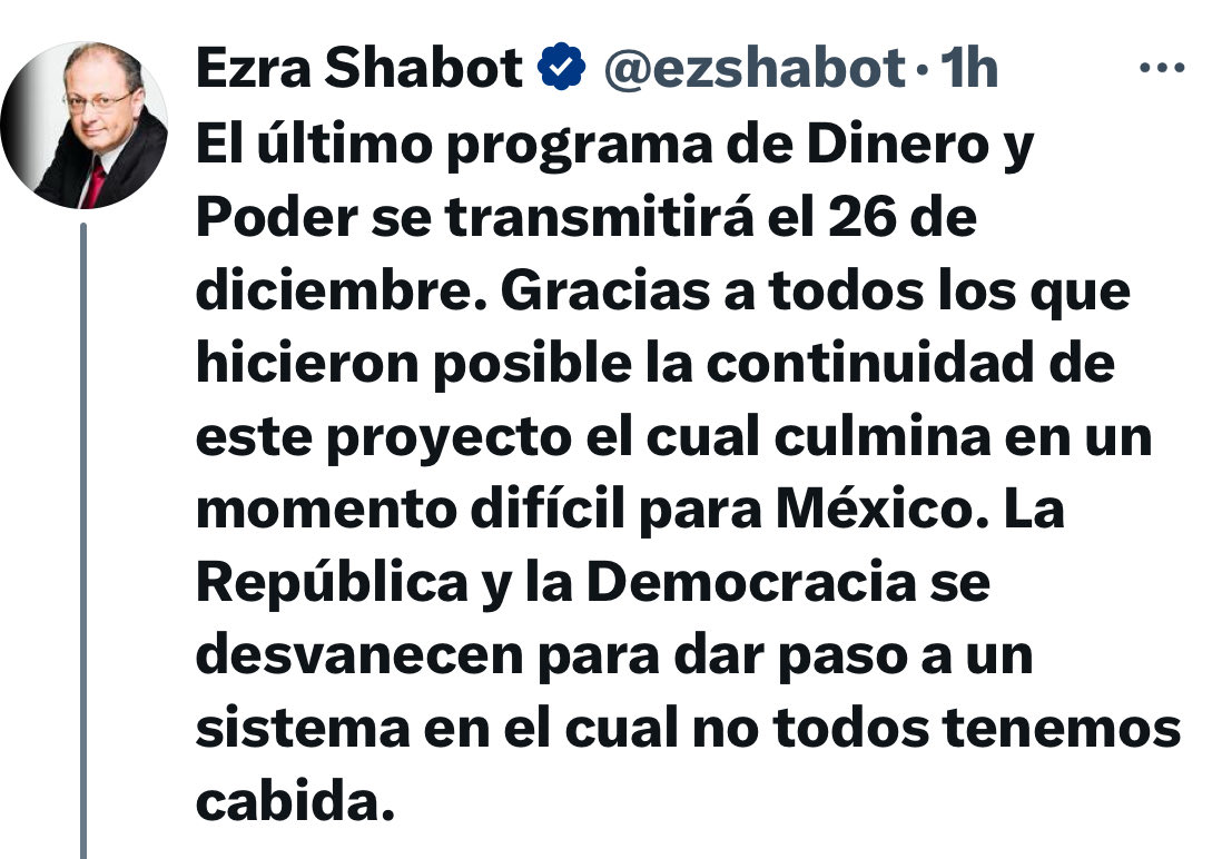 alvaro_delgado's tweet photo. El único que extrañará al mediocre de @ezshabot es ⁦@FelipeCalderon⁩, quien le regaló un programa en el ⁦@CanalOnceTV⁩ desde 2007. Es tan mediocre esa lacra que ni siquiera afirma que es censura. https://t.co/fomp475Ewb