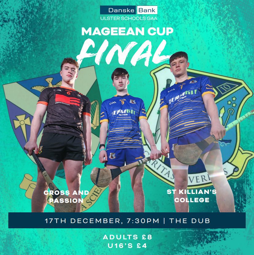 ⚫️🟠 Mageean Cup Final Week ⚫️🟠

Only 2 days to go - let’s get up to Belfast on Tuesday evening and support the lads. 

🟦🟨 <a href="/StKilliansTD/">St Killians TD dept</a> V 
🟧⬛ <a href="/CpcBallycastle/">Cross & Passion</a> 

📅 Tuesday 17th December
📍The Dub <a href="/QueensGAA/">Queens GAA</a> 
⌚7:30pm

<a href="/McQuillanGAC/">McQuillan GA&CC Ballycastle</a> <a href="/DunloyGAC/">Dunloy Cuchullains</a> <a href="/loughgielgac/">Loughgiel Shamrocks</a> <a href="/NaomhPadraigCLG/">Naomh Pádraig</a>