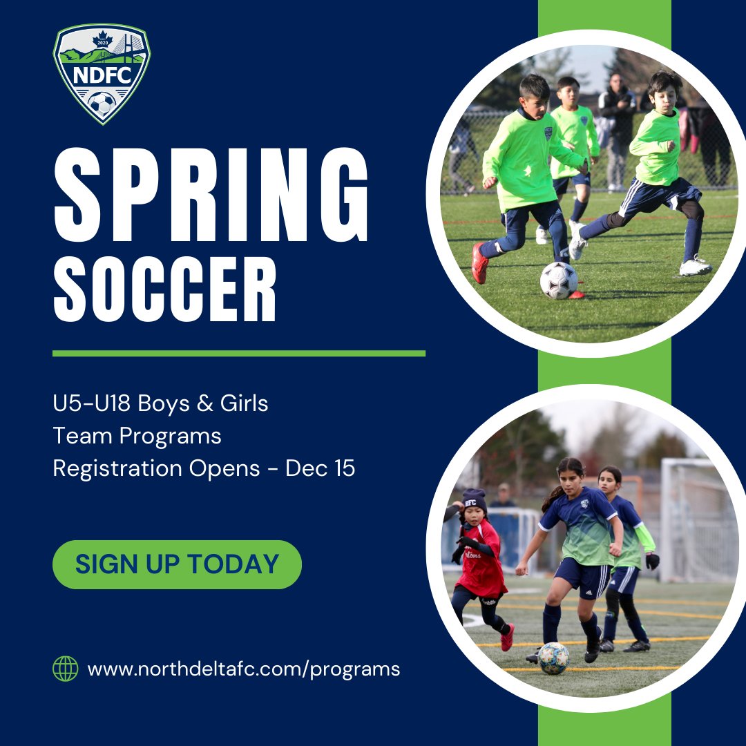 northdeltafc's tweet photo. 🌟⚽ Spring Soccer Registration is OPEN! ⚽🌟

Our Spring Soccer team programs are back, and we’re excited to see you back on the field!

📅 Registration Opens Today!

🔗 Sign up now: https://t.co/E8rHtQksgs

Spots fill up quickly—tag your teammates and spread the word! https://t.co/lH7nvqIc8P