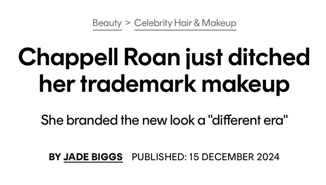 hellnabasket's tweet photo. i love when ppl write articles but have no idea what's going on... the selfies chappell posted are old ones... she didn't go back to her old hair colour and "ditch her makeup"... she's reflecting on old pics and how she's changed. 🤡 https://t.co/DTR75TciED