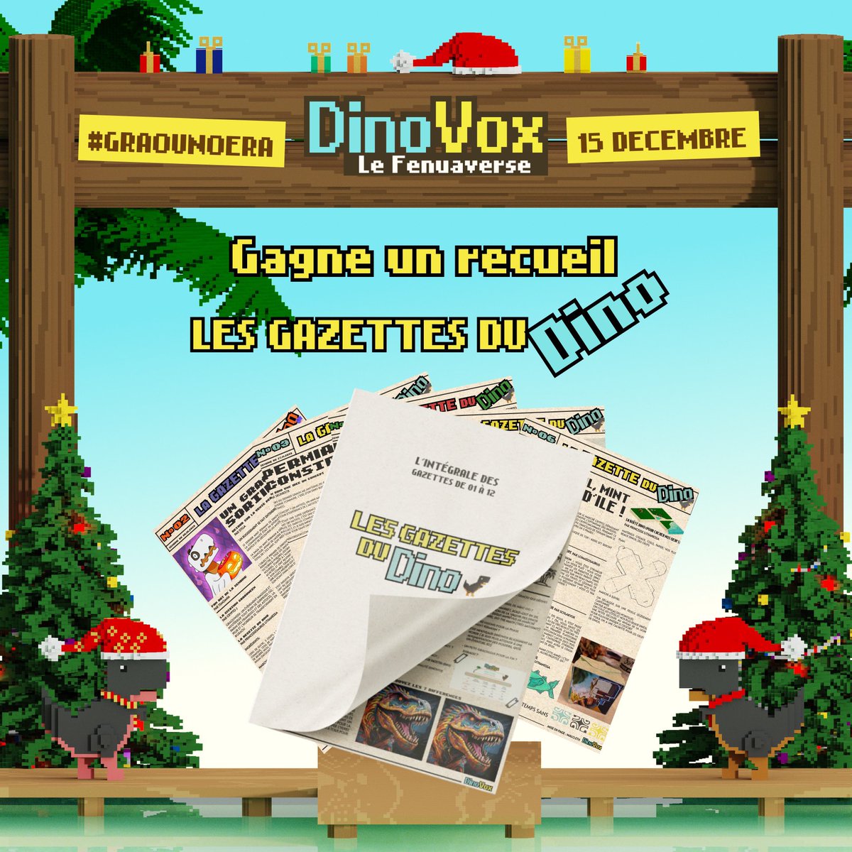🎄Jour 15 du calendrier de l’Avent DinoVox🎄

Chez DinoVox, nous avons la chance de compter parmi nous de très talentueux GRAOUnalistes qui ont fait de la Gazette du Dino un beau succès.🗞️
Imaginez maintenant pouvoir toutes les avoir IRL sur votre bureau.. 👀

🎁 À gagner : Un