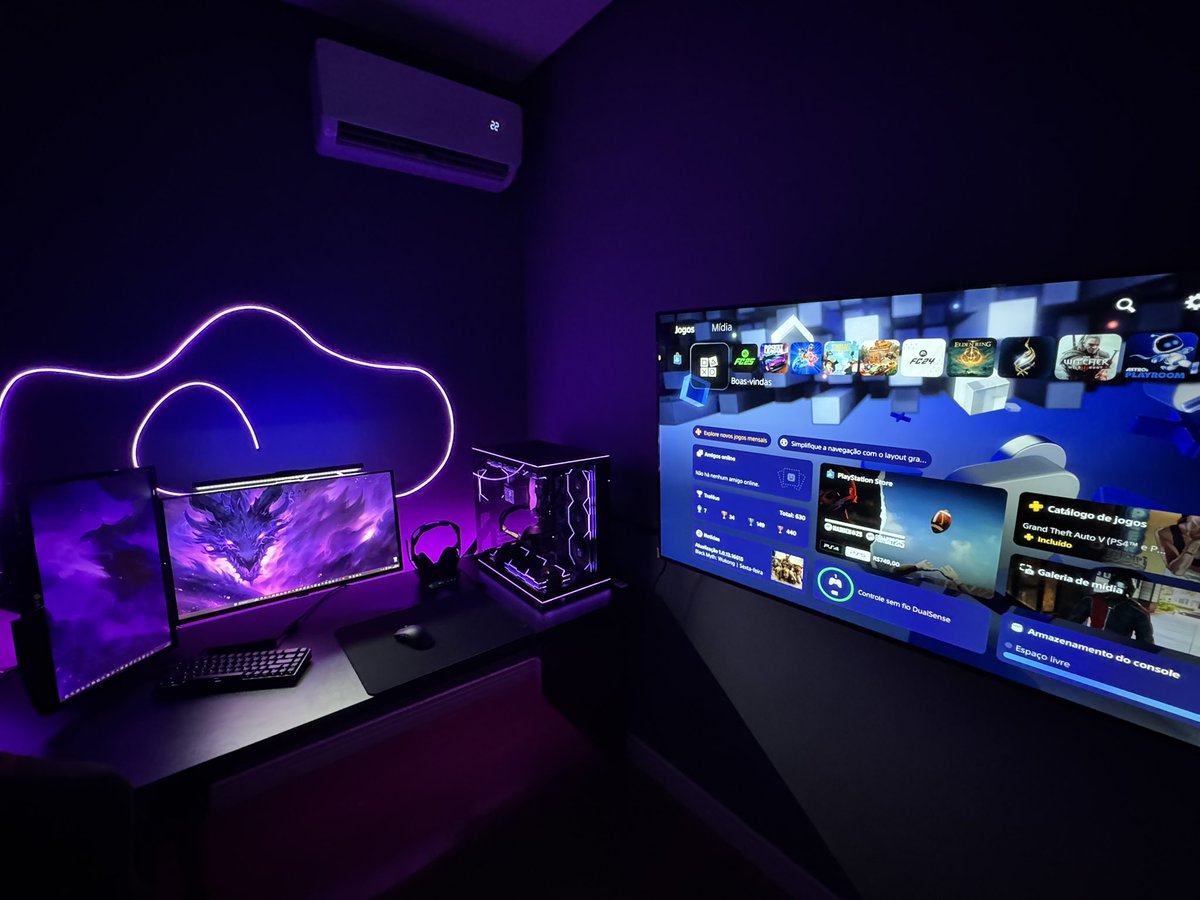 brunosalvate's tweet photo. #SETUPLOCKGAMER
-gabinete lian li o11d rgb;
-ryzen 5 5600x;
-placa mãe msi b550;
-rtx 3070ti;
-fonte cooler master 1200w;
-32gb t-force rbg 3600mhz;
-watercooler asus rog ryujin 2 360mm;
-3 tb ssd nvme.
Mouse razer viper v3 pro;
Iyx mu68 pro;
Samsung odyssei g6 oled 360hz. https://t.co/19w8PfXR4j