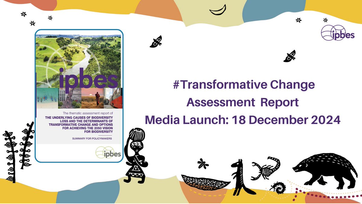📢 Coming soon!

The #TransformativeChange Assessment Report will be launched on 18 December!

Learn about pathways for systemic change to halt biodiversity loss &amp; ensure just and sustainable futures.

💻 Follow the media launch livestream at:

youtube.com/live/ikmTTTBeq…