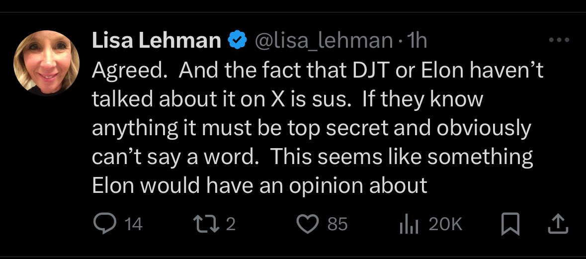 Mystery of the algorithm. 

So <a href="/joerogan/">Joe Rogan</a> makes a post.  I reply within minutes.  I get 5 views after 1 hr.   So I start scrolling to see if this is consistent with others.  And what do I see? Here is another poster who replied a few minutes AFTER me.  She is verified, and so am