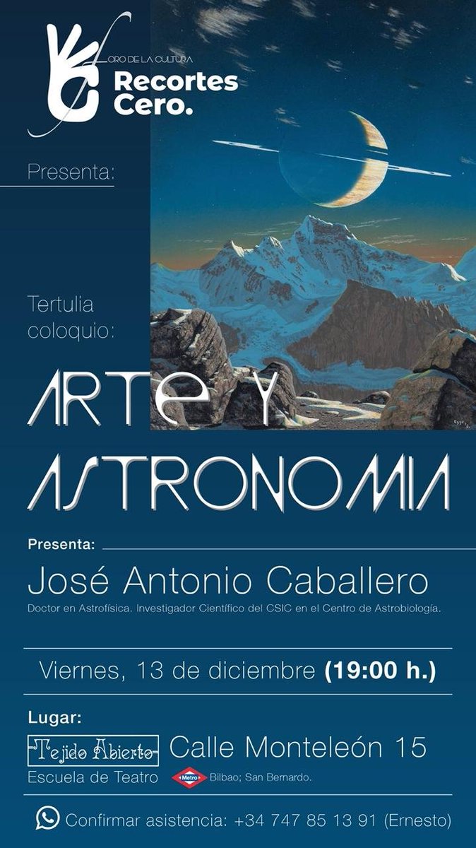 NuriaSuarez_R0's tweet photo. El acto "Arte 🎨 y Astronomía 🪐" de la sección de ciencia del Foro de la Cultura de @RecortesCero ha sido interesante y sorprendente. 
 Gracias a José Antonio Caballero de @C_Astrobiologia y felicidades a @ErnestoMNL 
Seguiremos 💪 https://t.co/Us3CzmX4Gz