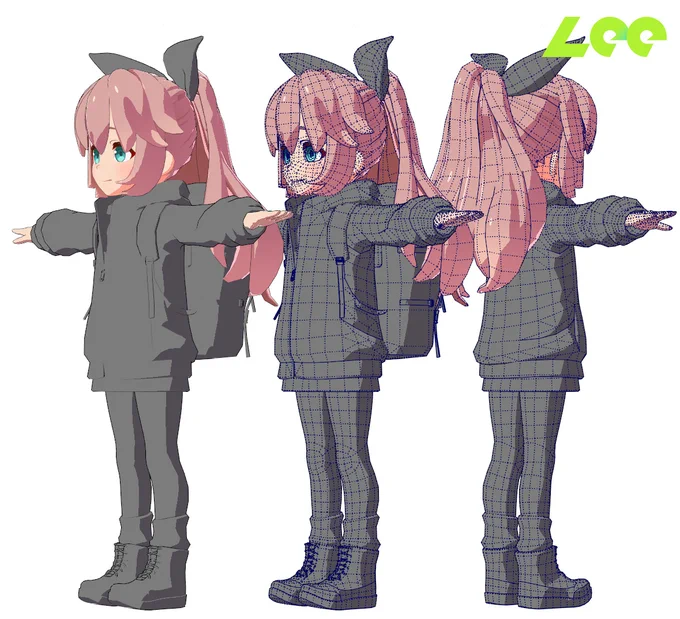 前作モデルのリメイク再開してました。大体形はできてきた。久々にポリゴンいじると楽しいね。 