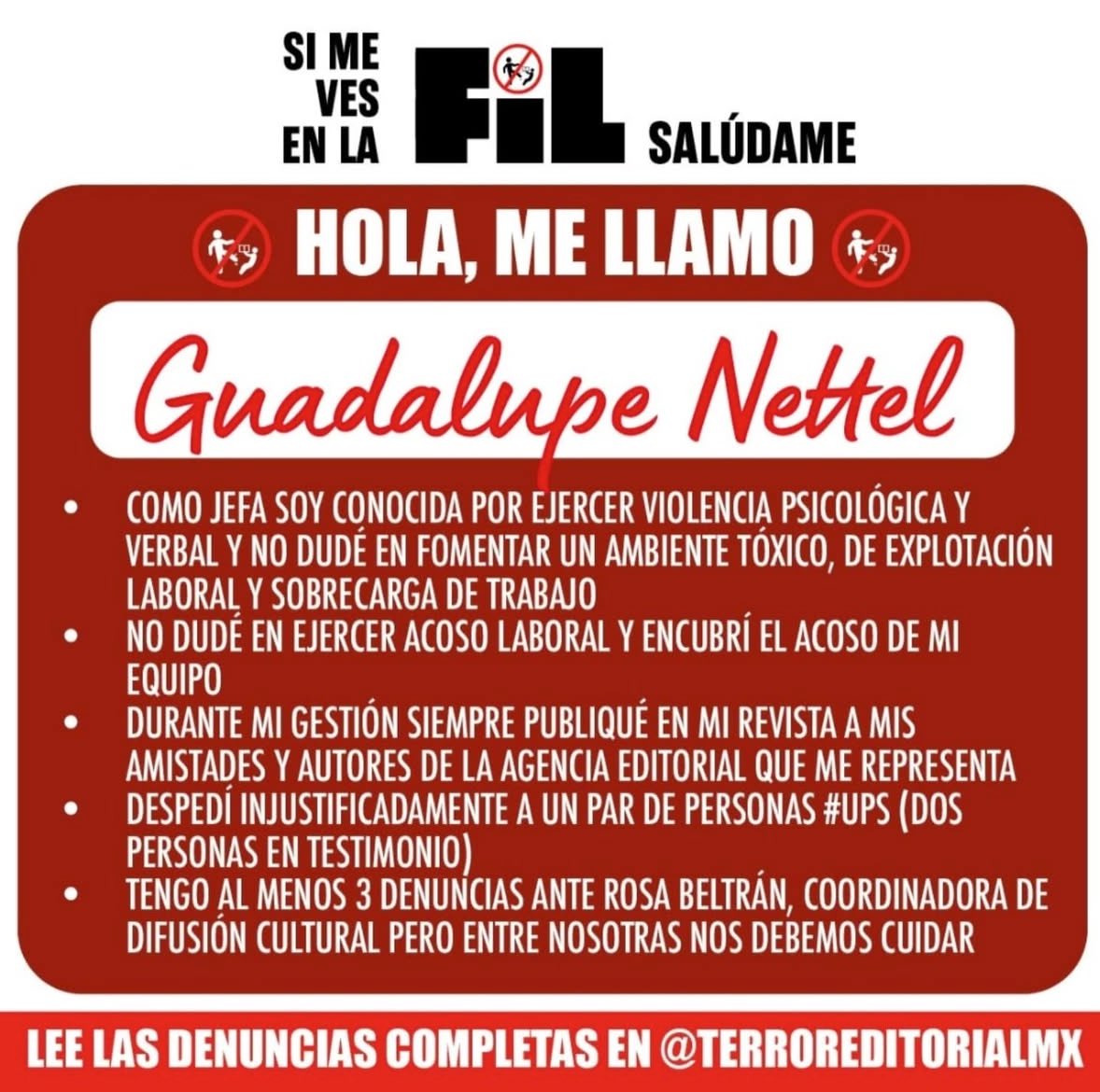 terroreditorial's tweet photo. Ya terminó la FIL pero nuestra luchita no se detiene y es un buen día para recordar que esta fiesta es posible gracias a lxs colaboradorxs de la industria editorial. Hoy te presentamos a otros miembros platino: Guadalupe Nettel, Sayri Karp, Mauricio Volpi y Verónica Flores. https://t.co/0HiORBjxfl