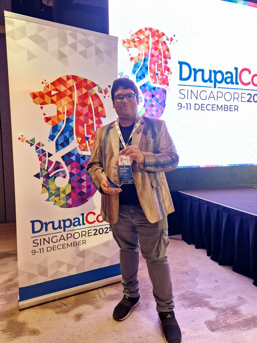 forhemant's tweet photo. Had an amazing time at #DrupalConSingapore, my first in-person #DrupalCon! Met @Dries , presented ADA’s #Drupal10 case study, won a #SplashAward for https://t.co/5hVwNpp8ps, joined great panels, and mentored at the contrib sprint. Huge thanks to @QED42 &amp; the #Drupal community! 🙌 https://t.co/KxGIEHbW75