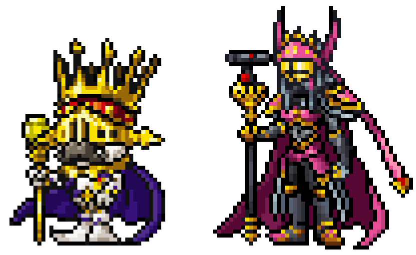 otro_jorch's tweet photo. King Chessmon & Queen Chessmon
#KingChessmon #QueenChessmon #VITALBRACELET #pixelart #DigimonStoryOlymposXII #fanart #デジモン #fangame #Digimon
I've modified their DS sprites, with Queen Chessmon I've also used LadyDevimon's newest colour sprite as a base. https://t.co/2C7tHvqEHR